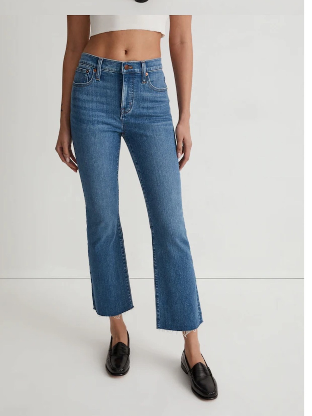 Madewell Women's Mid-Rise Kick Out Crop  Jeans 27